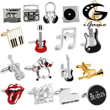 Load image into Gallery viewer, Free Shipping 29 Designs Guitar Cufflinks Music Design Musical Note Cuff Links Piano Bass Cuffs